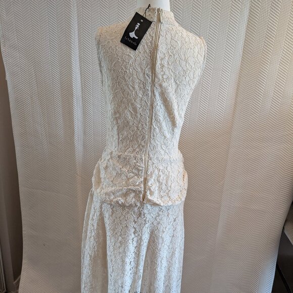 NWT Le Victoria Lace Sleeveless Bridal Dress Formal Dress Vintage Size 8 - Picture 4 of 15